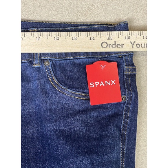 Spanx Jeans Womens Large Blue Flare Jean Stretch High Rise Adult NWT - Picture 3 of 14
